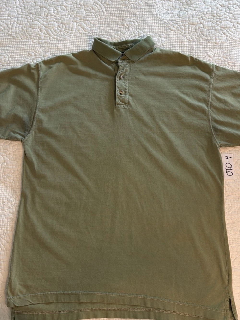 Stockton by World Island Men’s Olive Green Polo Shirt Large 100% Cotton Classic